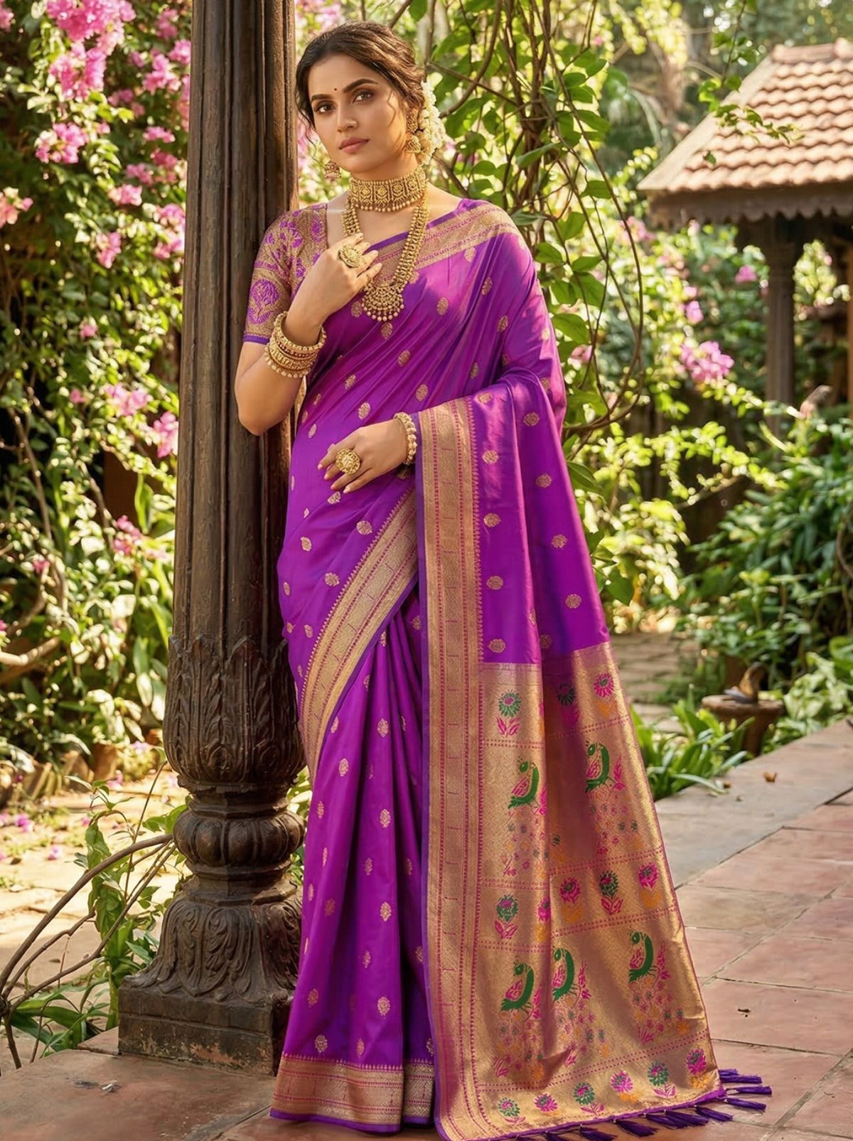 Iris Purple Premium Soft Silk Paithani Wedding Saree