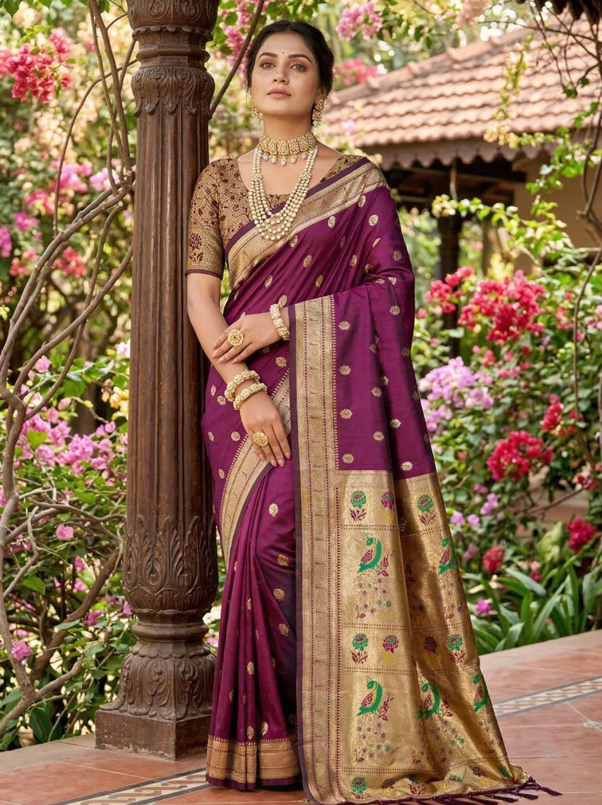 Byzantine Purple Premium Soft Silk Paithani Wedding Saree