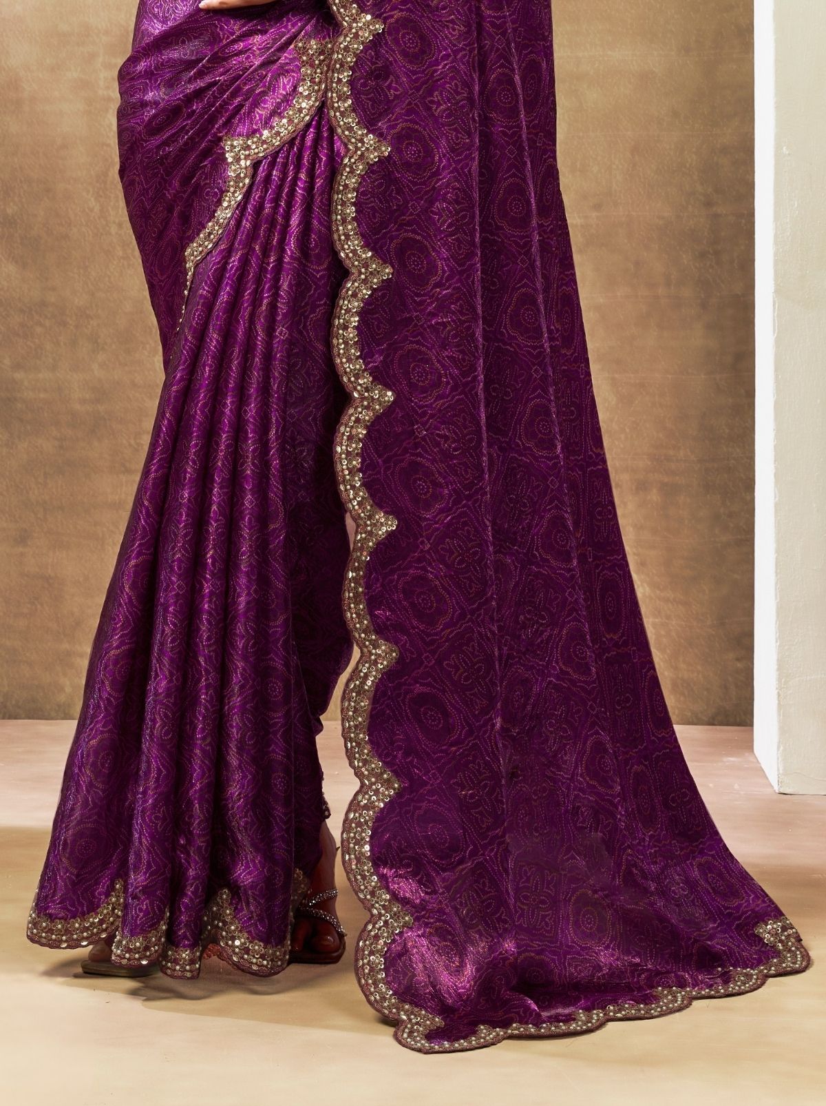 Byzantine Violet Designer Two Tone Satin Silk Saree With Blouse Piece - TrendOye