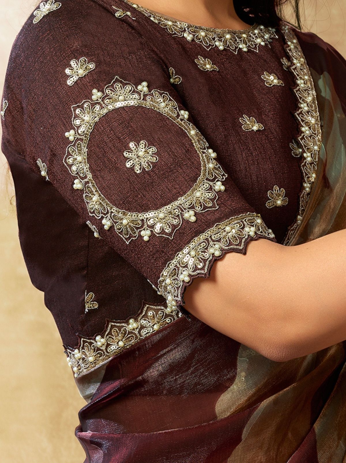 Grape Purple Designer Two Tone Satin Silk Saree With Blouse Piece - TrendOye