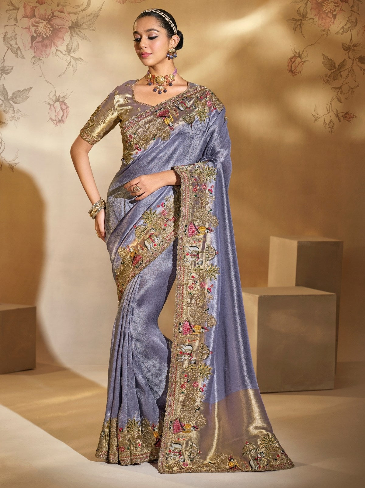 Electric Violet Elite Soft Silk Saree With Zari Work