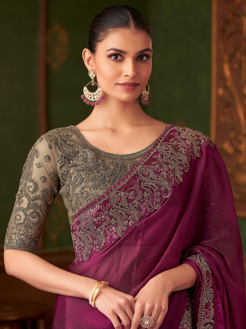 Byzantine Violet Party Designer Saree