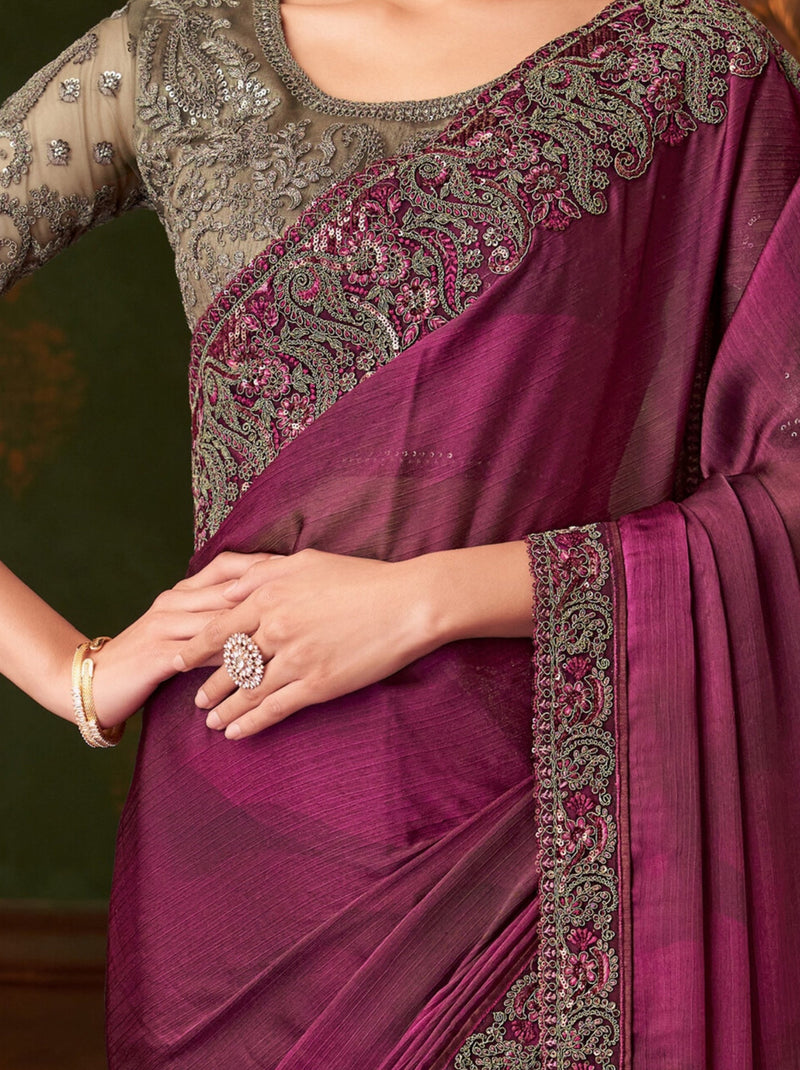 Byzantine Violet Party Designer Saree