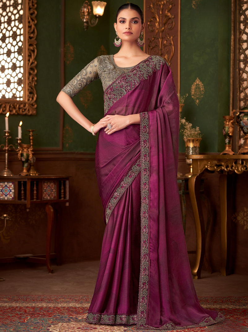 Byzantine Violet Party Designer Saree