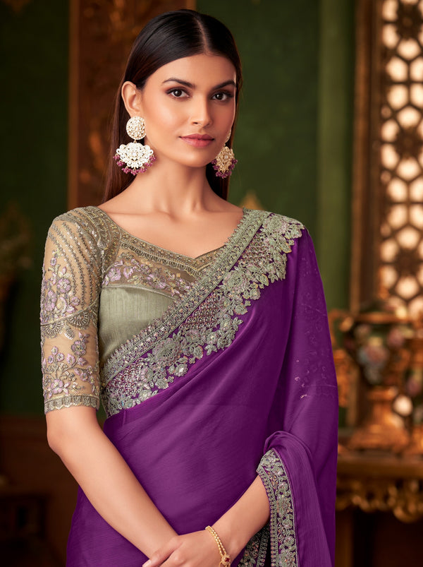 Lollipop Violet Party Designer Saree