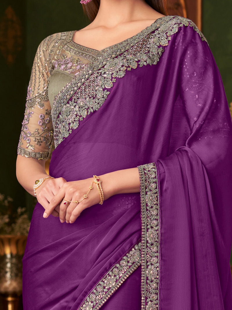 Lollipop Violet Party Designer Saree