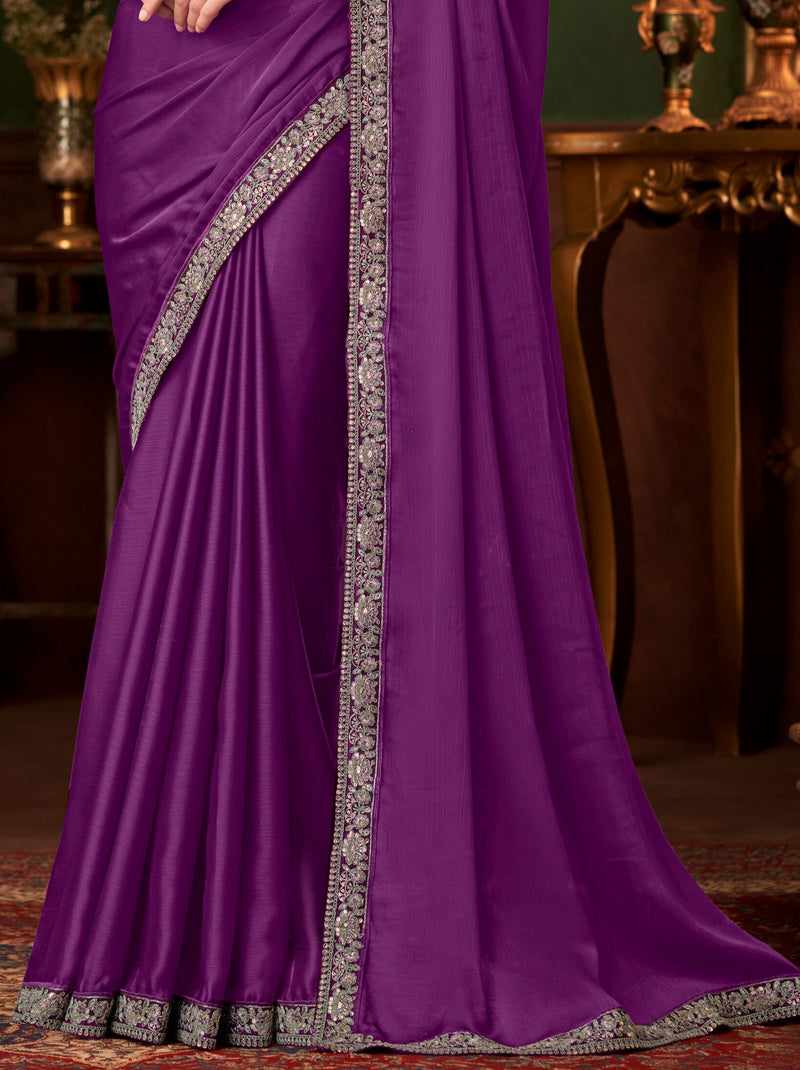 Lollipop Violet Party Designer Saree