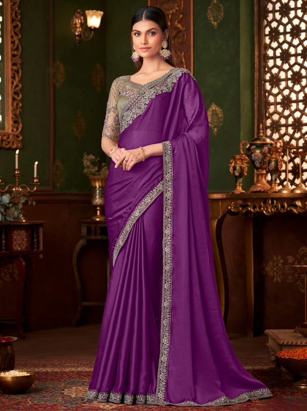 Lollipop Violet Party Designer Saree