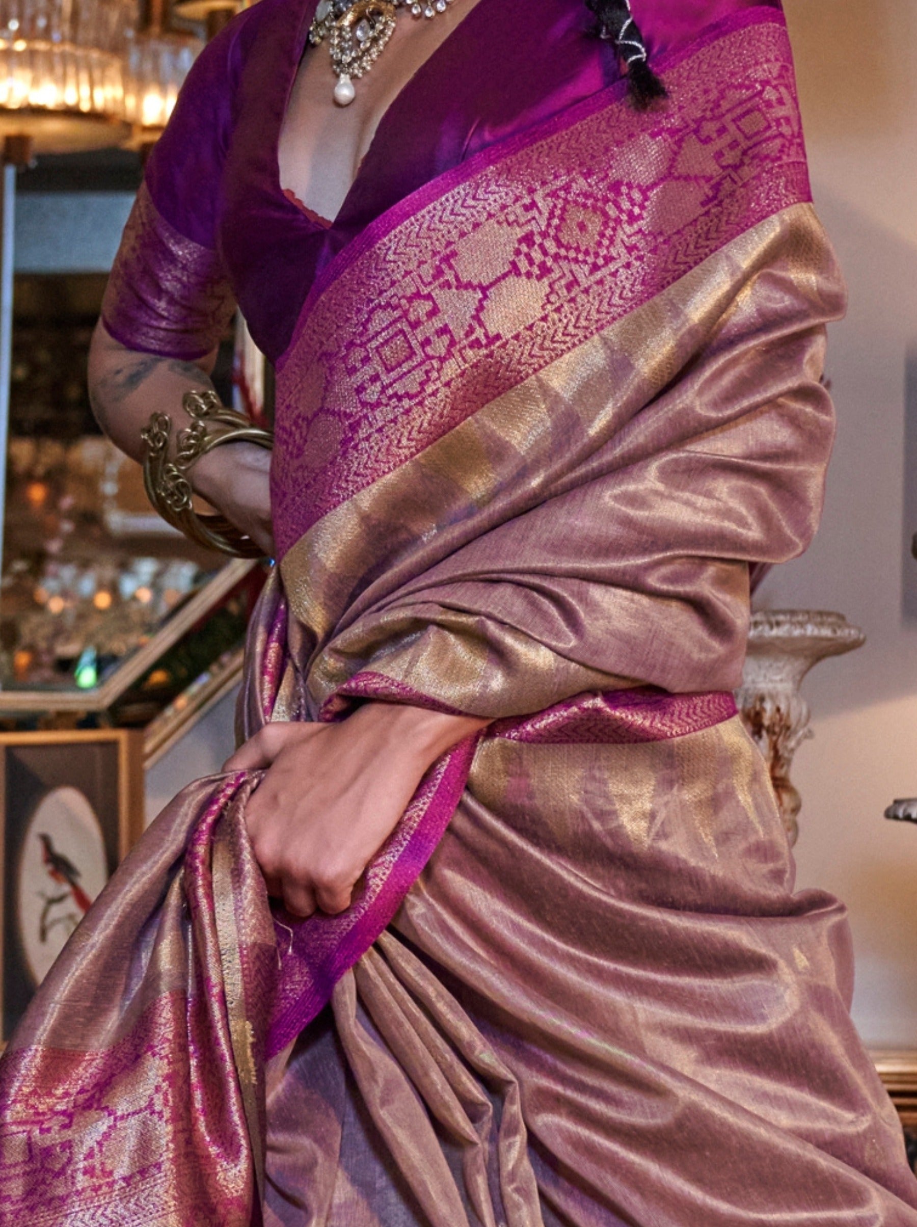 Heather Purple Party Saree - TrendOye