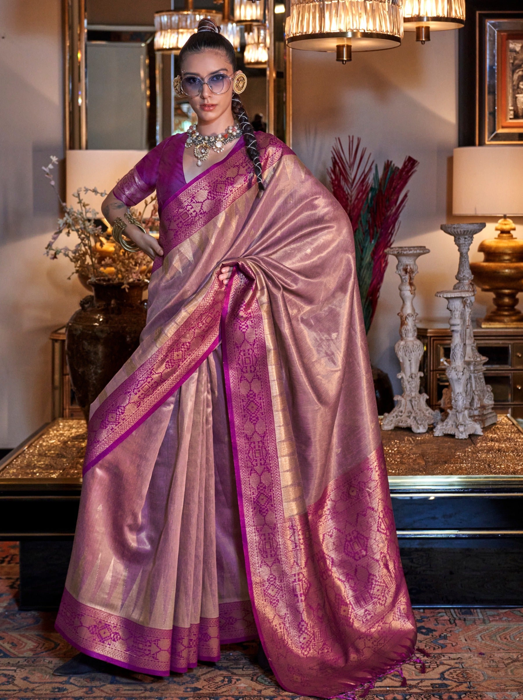 Heather Purple Party Saree - TrendOye