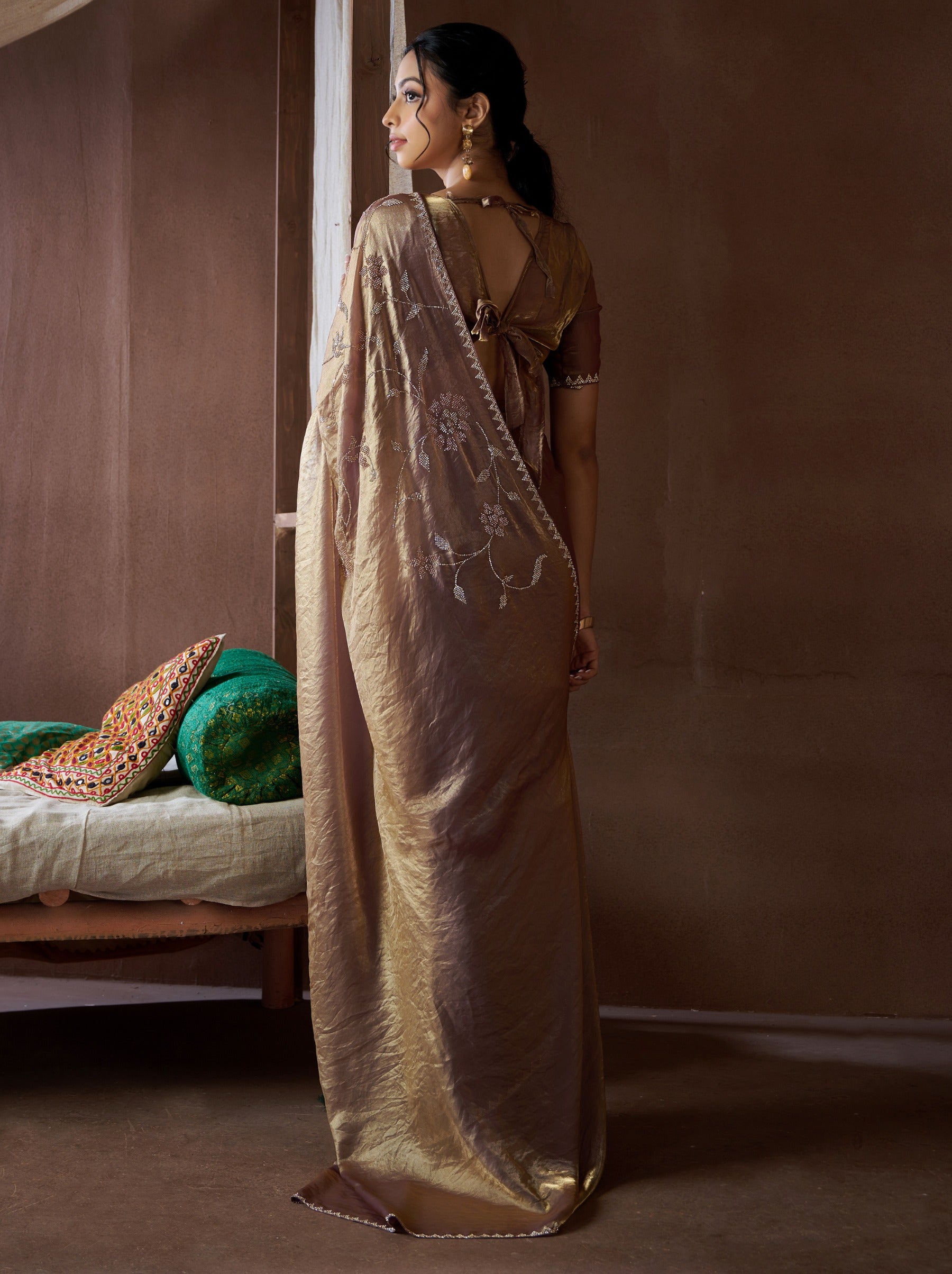 Purplish Purple Fancy Premium Satin Silk Party Saree - TrendOye
