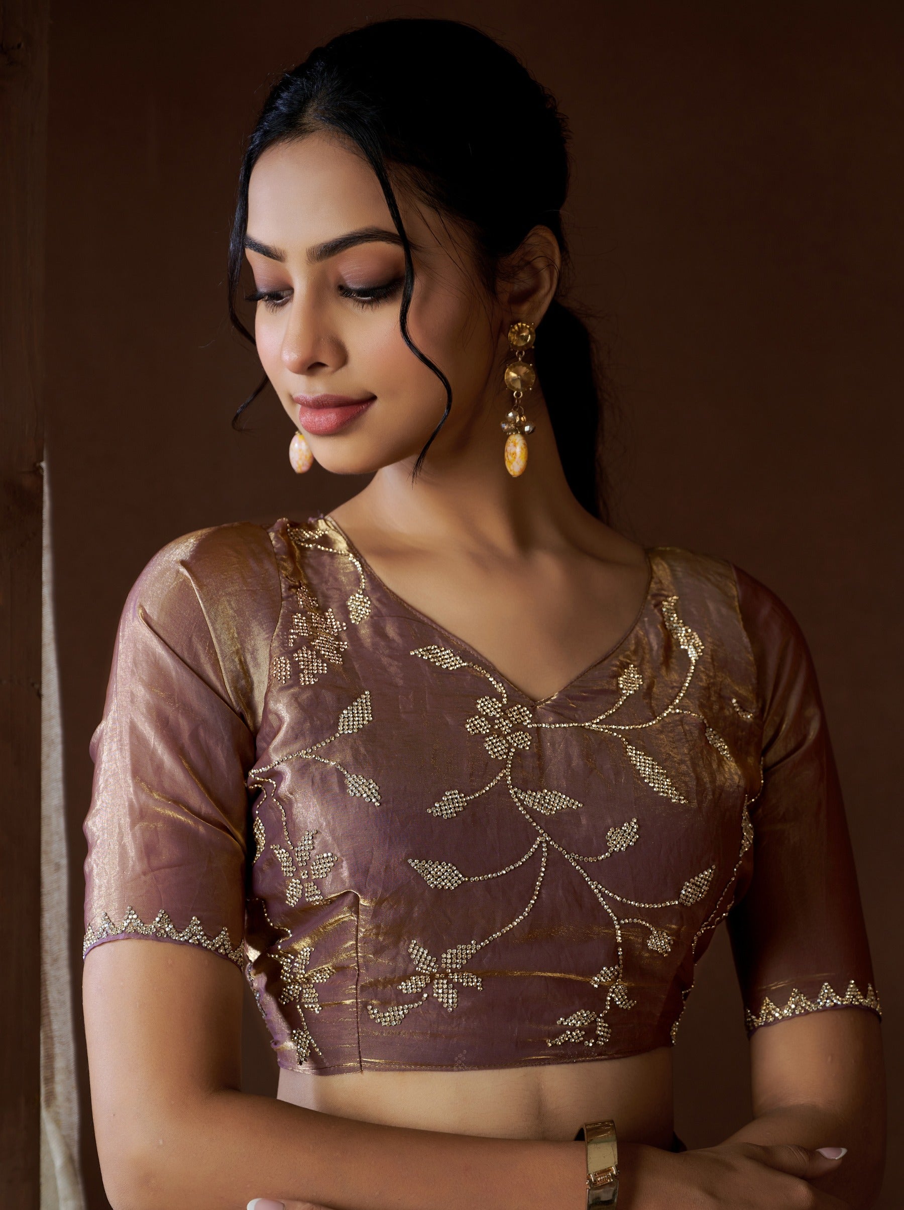 Purplish Purple Fancy Premium Satin Silk Party Saree - TrendOye