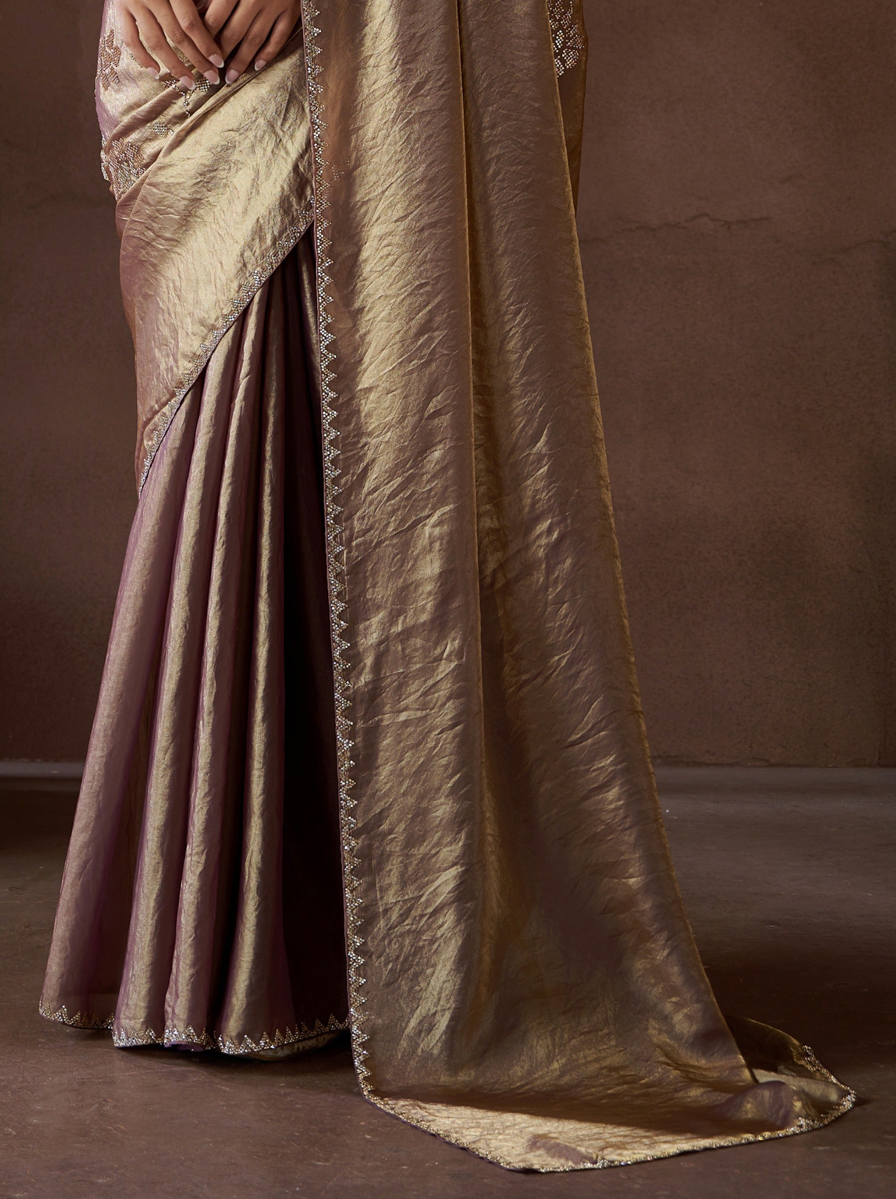 Purplish Purple Fancy Premium Satin Silk Party Saree - TrendOye