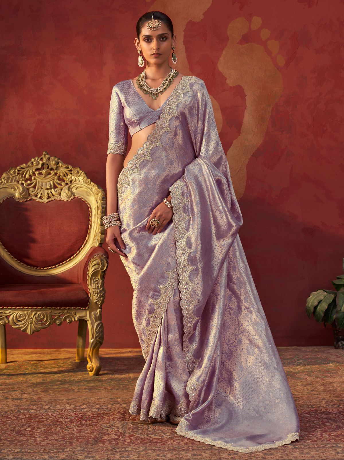 Orchid Purple Luxury Viscose Saree With Blouse Piece