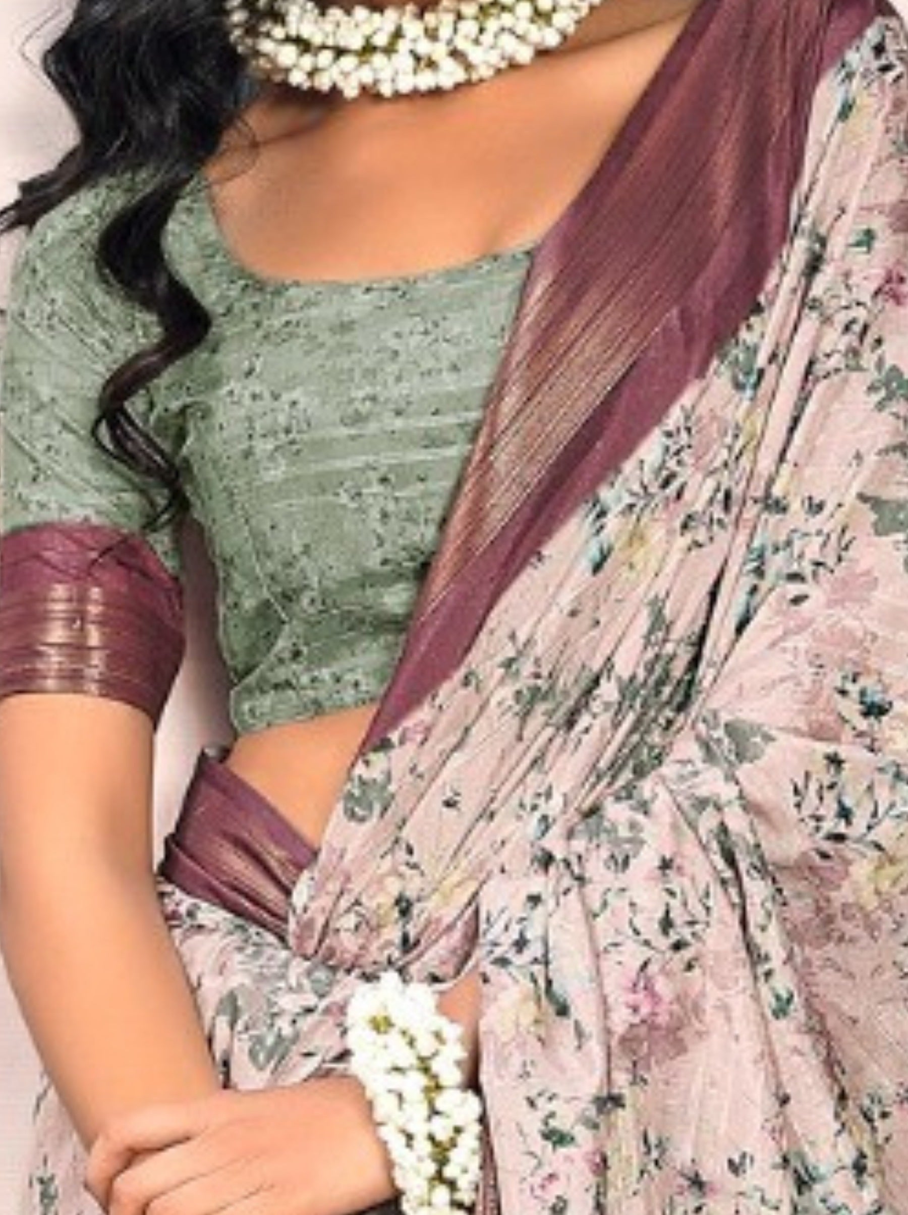 Lavender Purple Organza Festive Saree - TrendOye