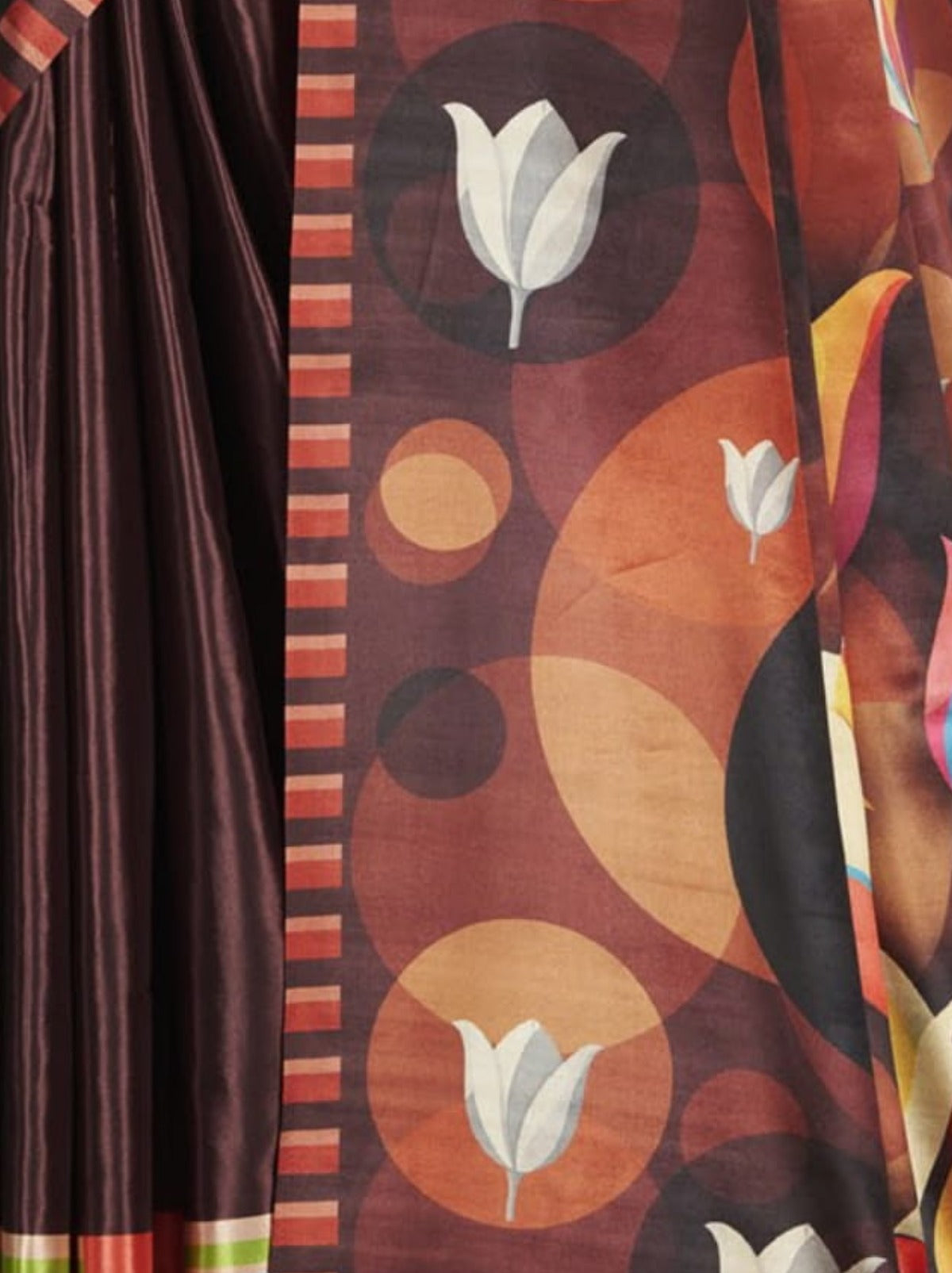 Wine Purple Premium Crepe Silk Saree With Abstract Print