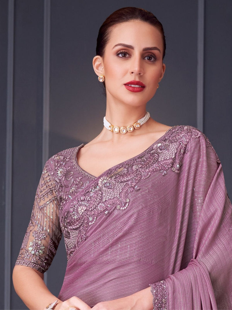 Plum Violet Party Designer Saree