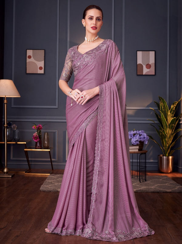 Plum Violet Party Designer Saree