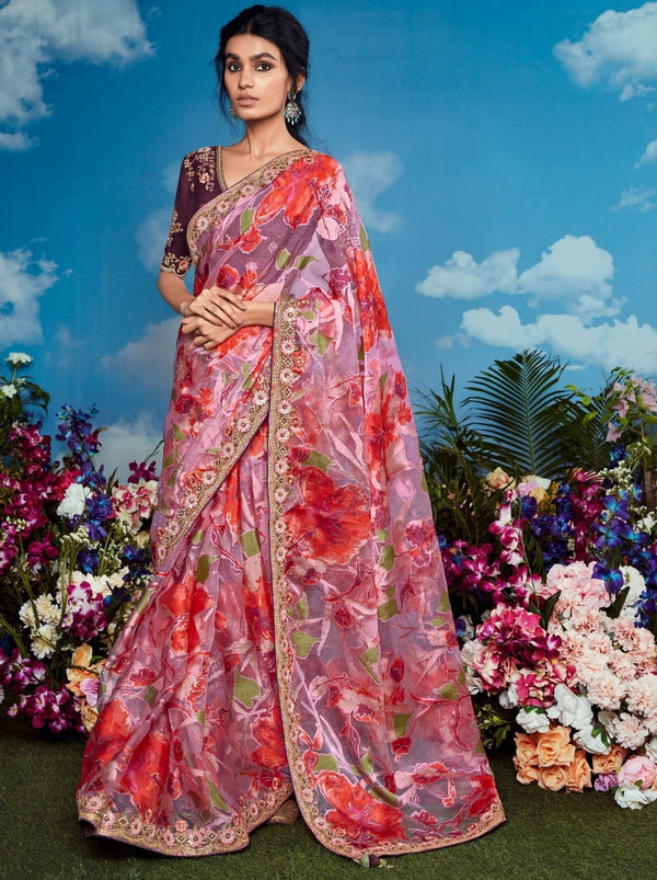 Lavender Purple Party Designer Saree