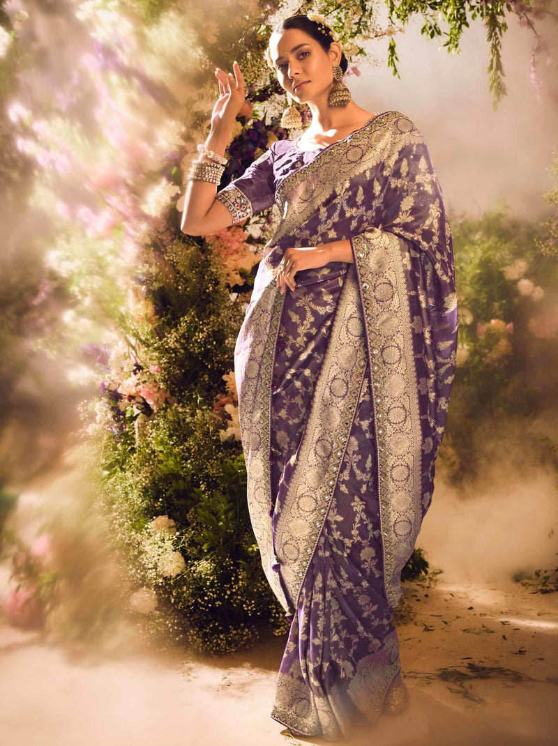 Byzantine Violet Wedding And Celebration Saree