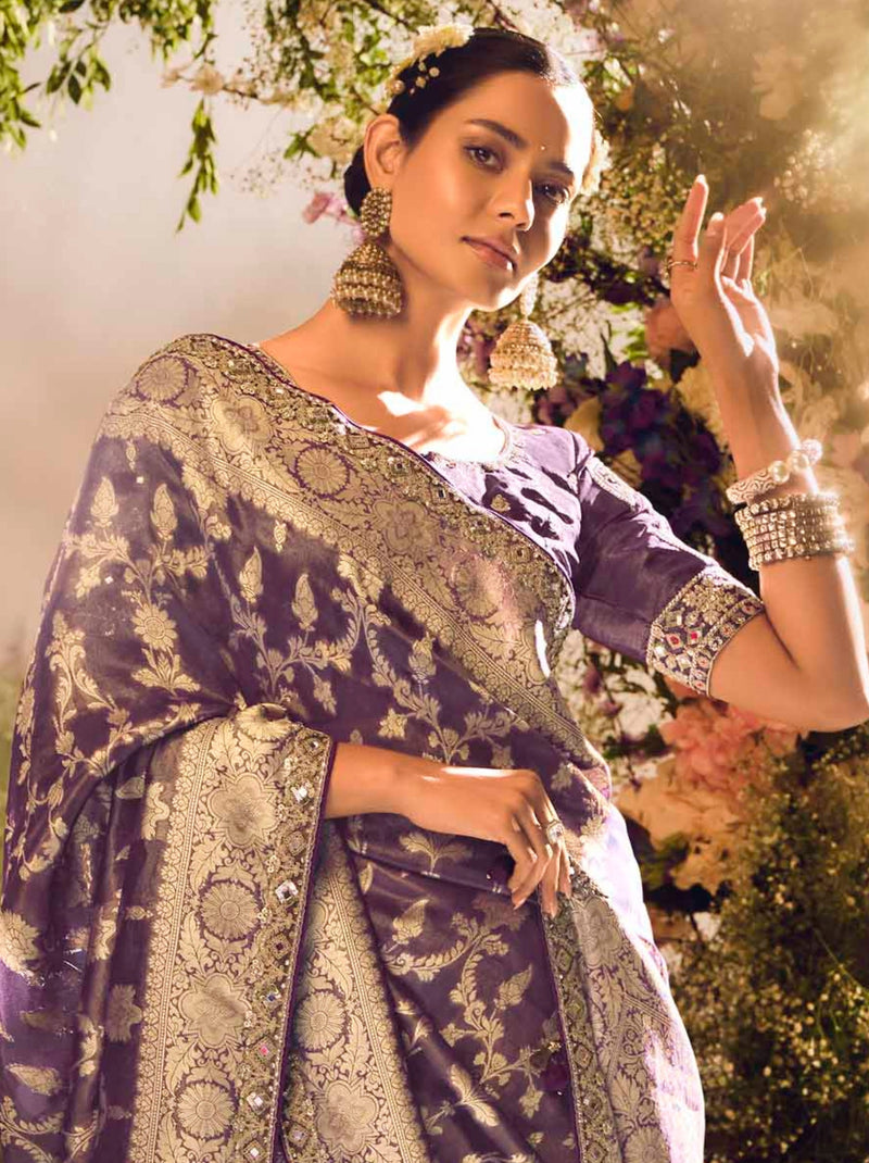 Byzantine Violet Wedding And Celebration Saree