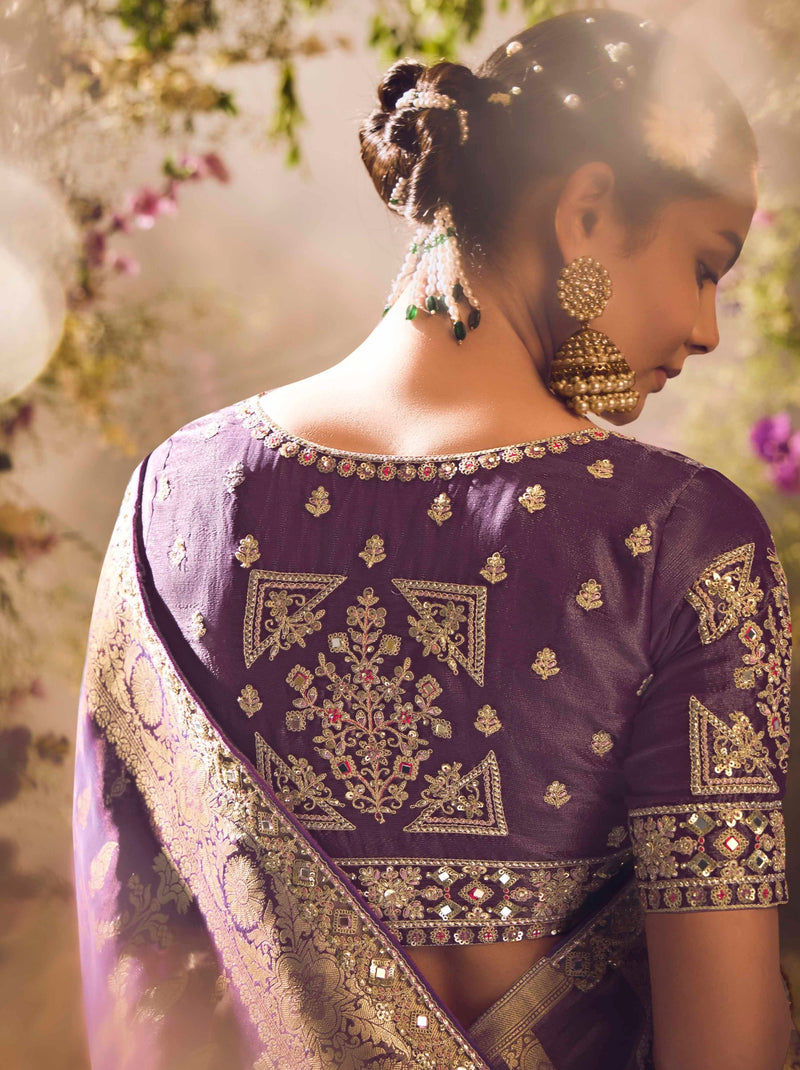 Byzantine Violet Wedding And Celebration Saree