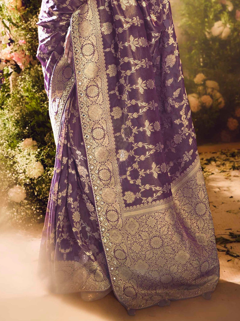 Byzantine Violet Wedding And Celebration Saree