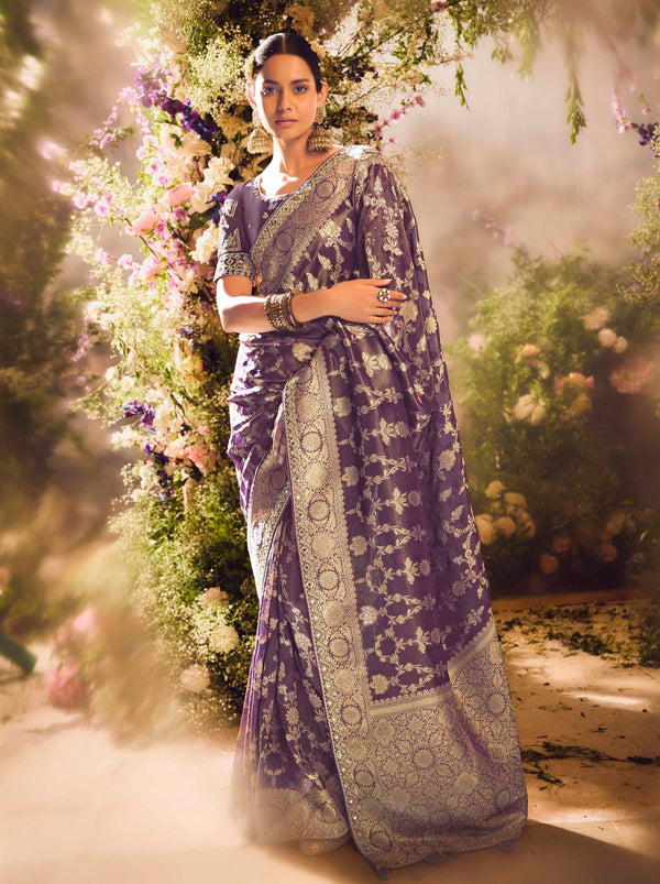 Byzantine Violet Wedding And Celebration Saree