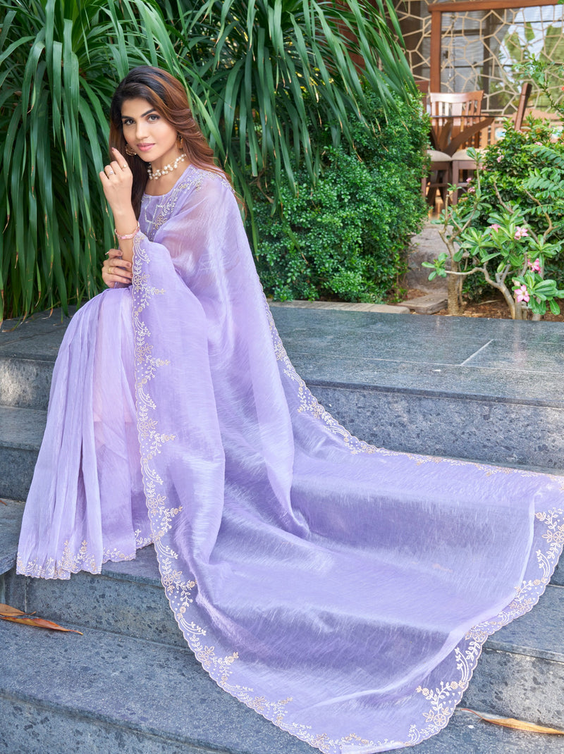 Thistle Violet Celebration Saree