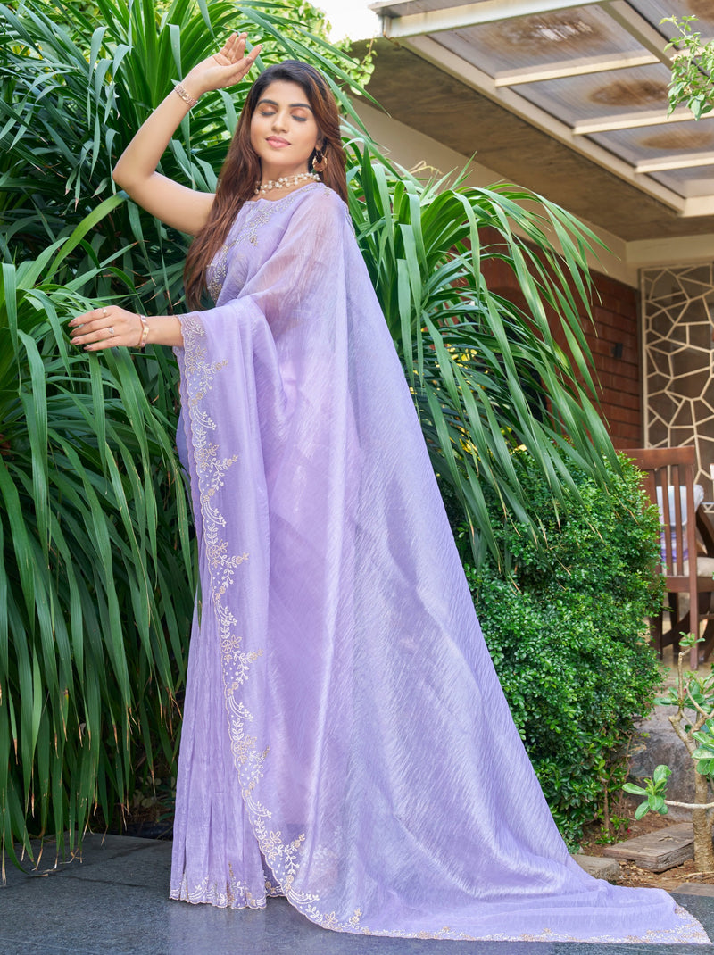 Thistle Violet Celebration Saree