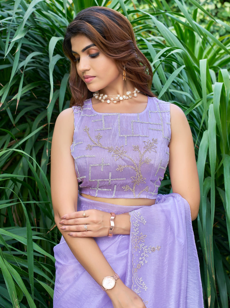 Thistle Violet Celebration Saree