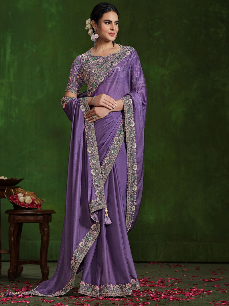 Grape Violet Celebration Saree