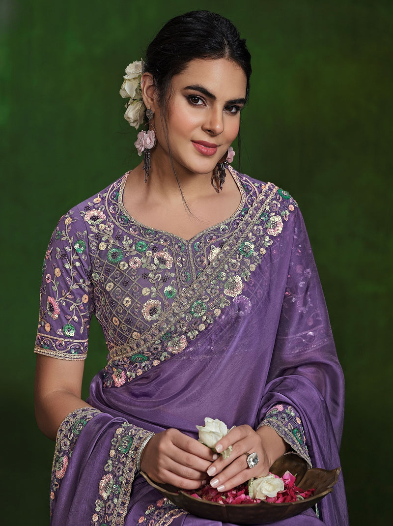 Grape Violet Celebration Saree