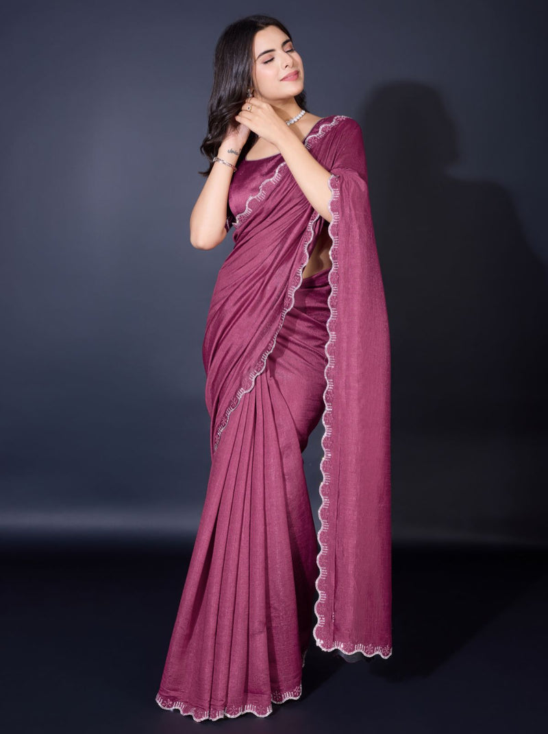 Fandango Violet Fancy Premium Party Designer Saree