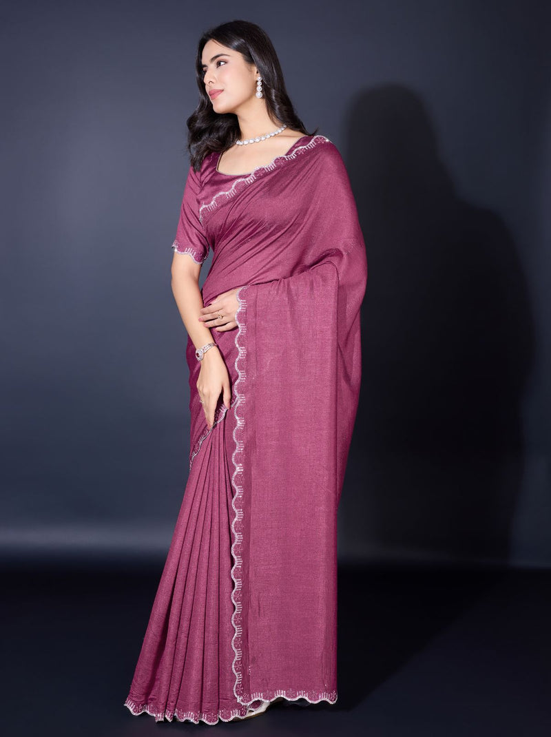 Fandango Violet Fancy Premium Party Designer Saree