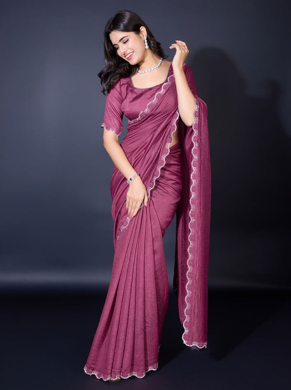 Fandango Violet Fancy Premium Party Designer Saree - TrendOye