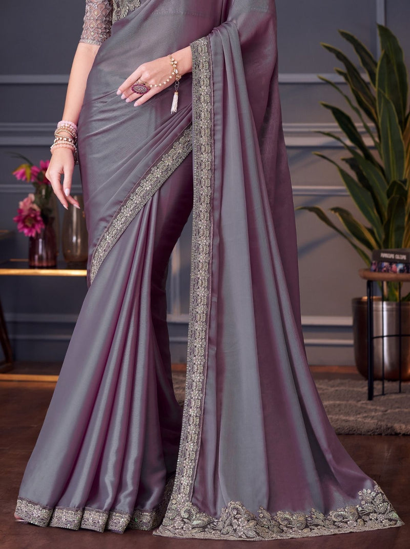 Mauve Violet Party Designer Saree