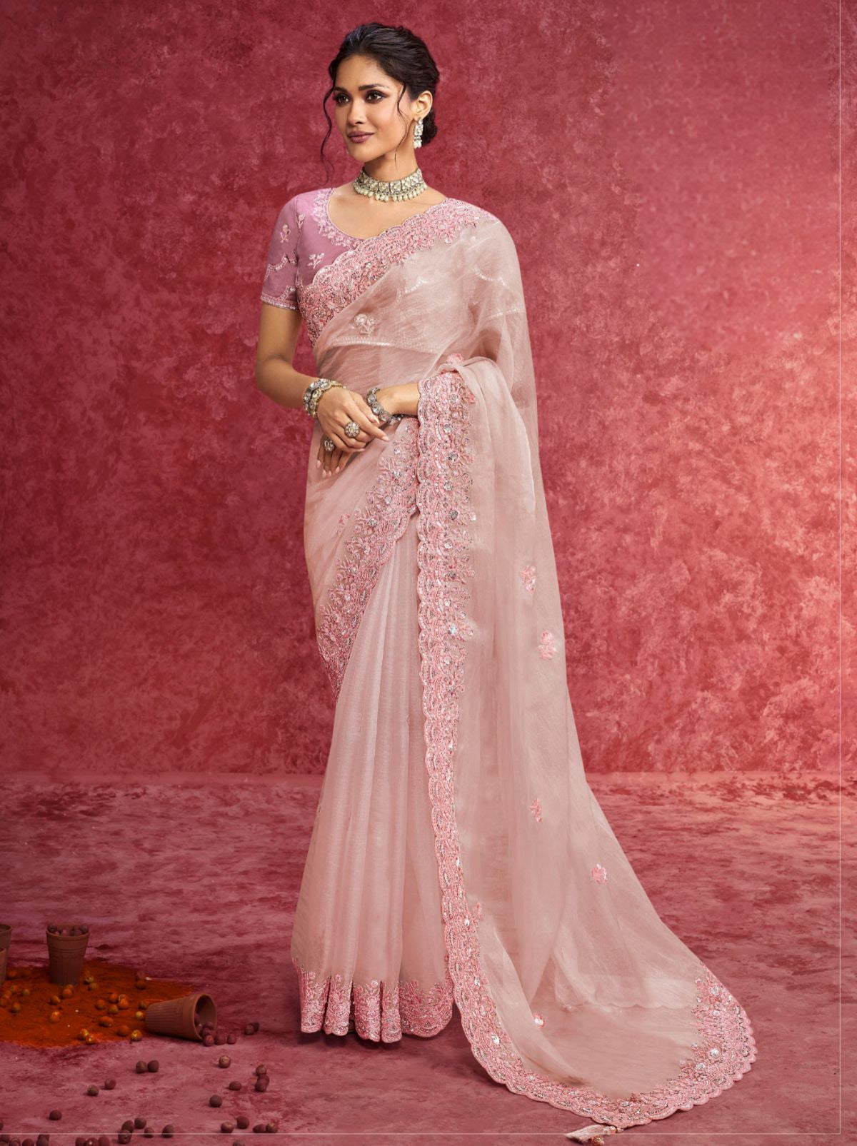 Lavender Purple Designer Fancy Sequin Saree With Tassels