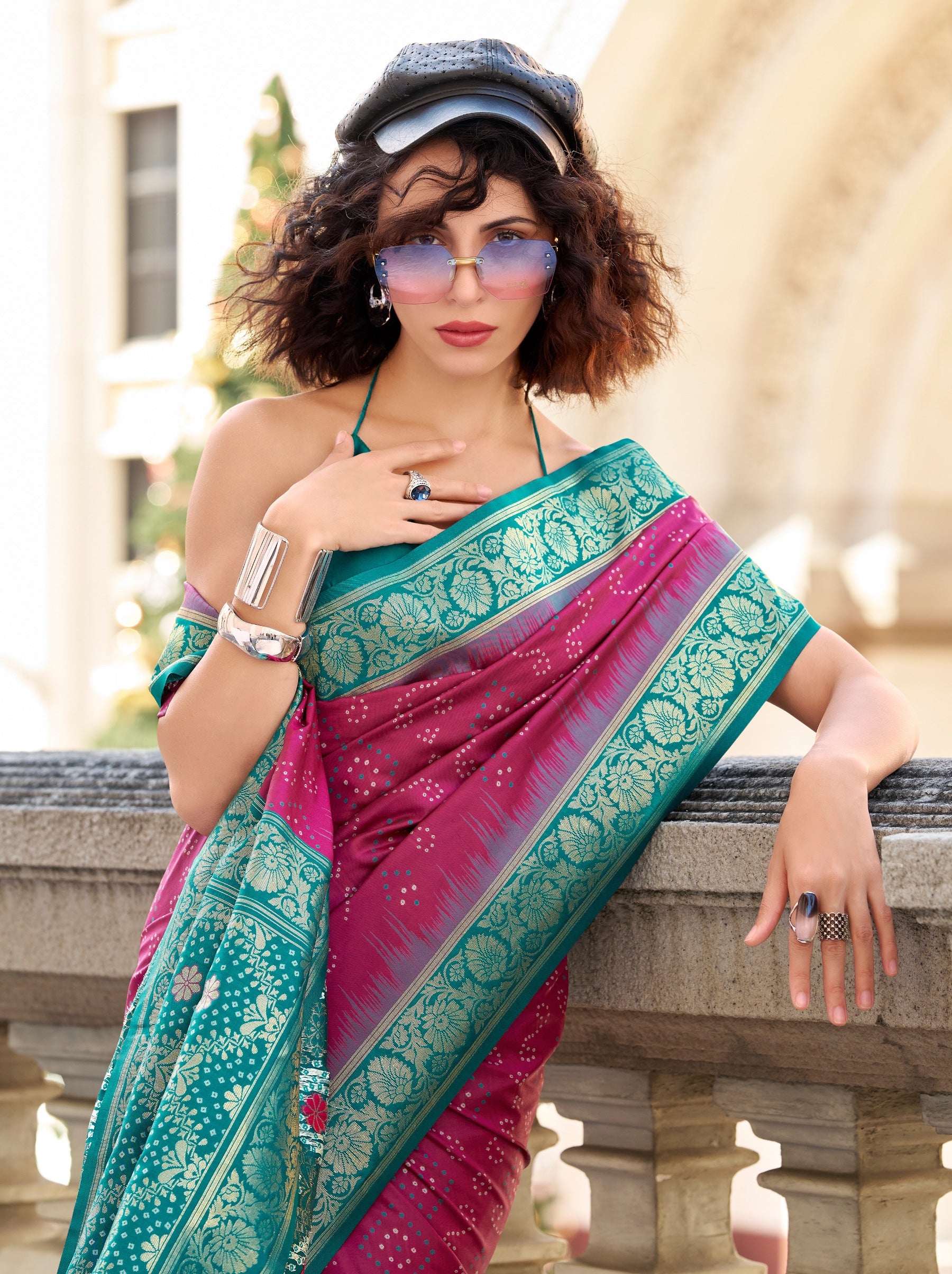 Hibiscus Violet Luxurious Soft Silk Festive Saree - TrendOye