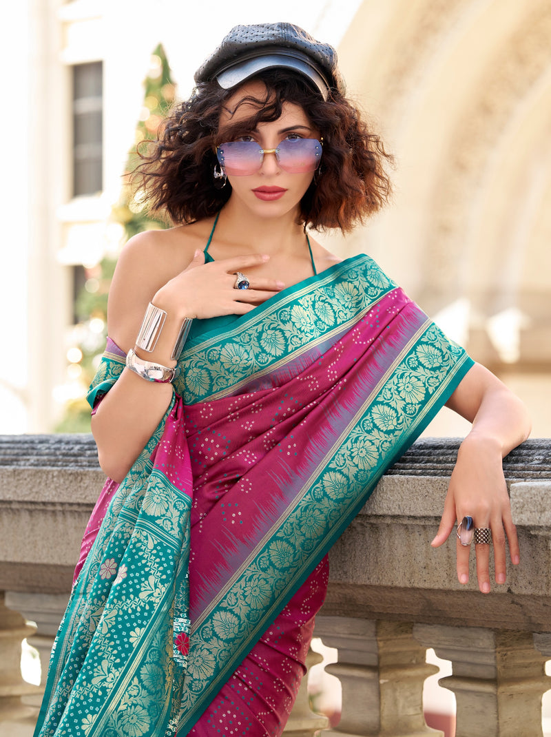 Hibiscus Violet Luxurious Soft Silk Festive Saree