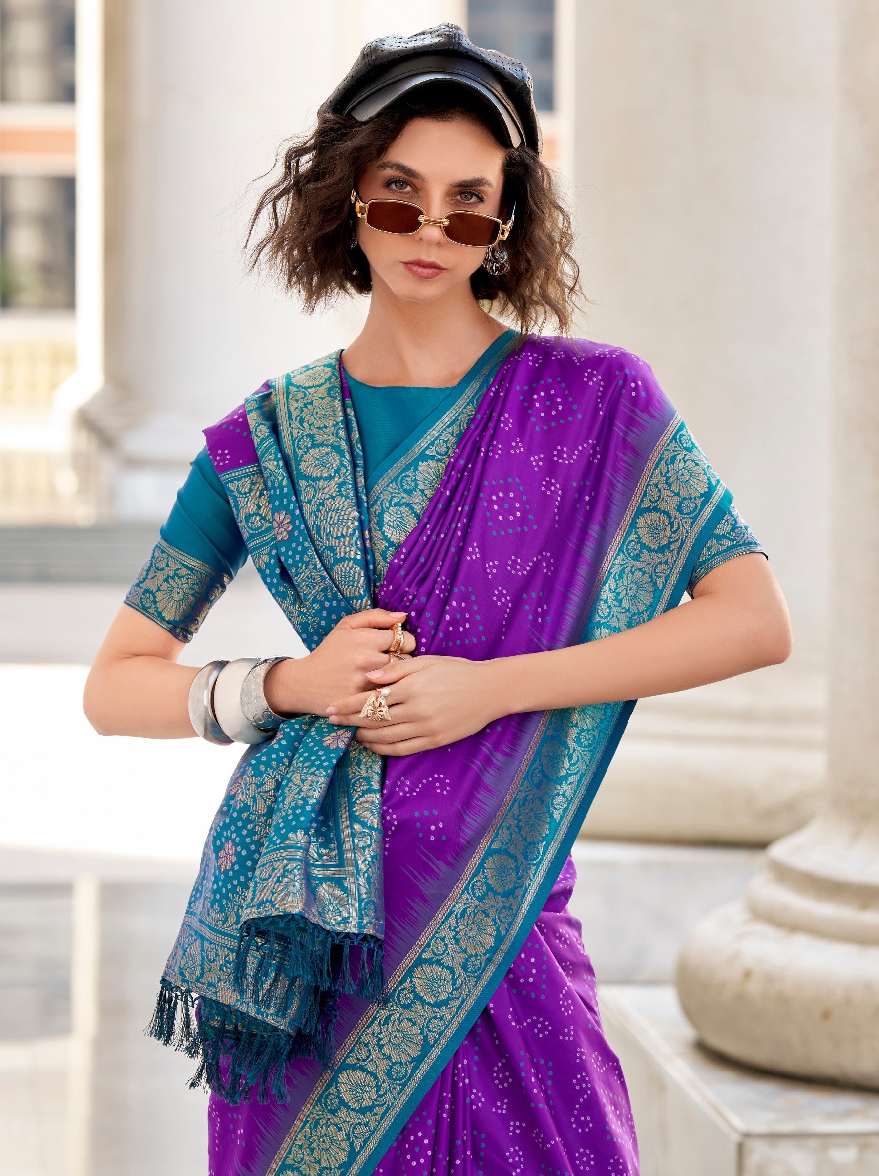 Electric Violet Luxurious Soft Silk Festive Saree - TrendOye