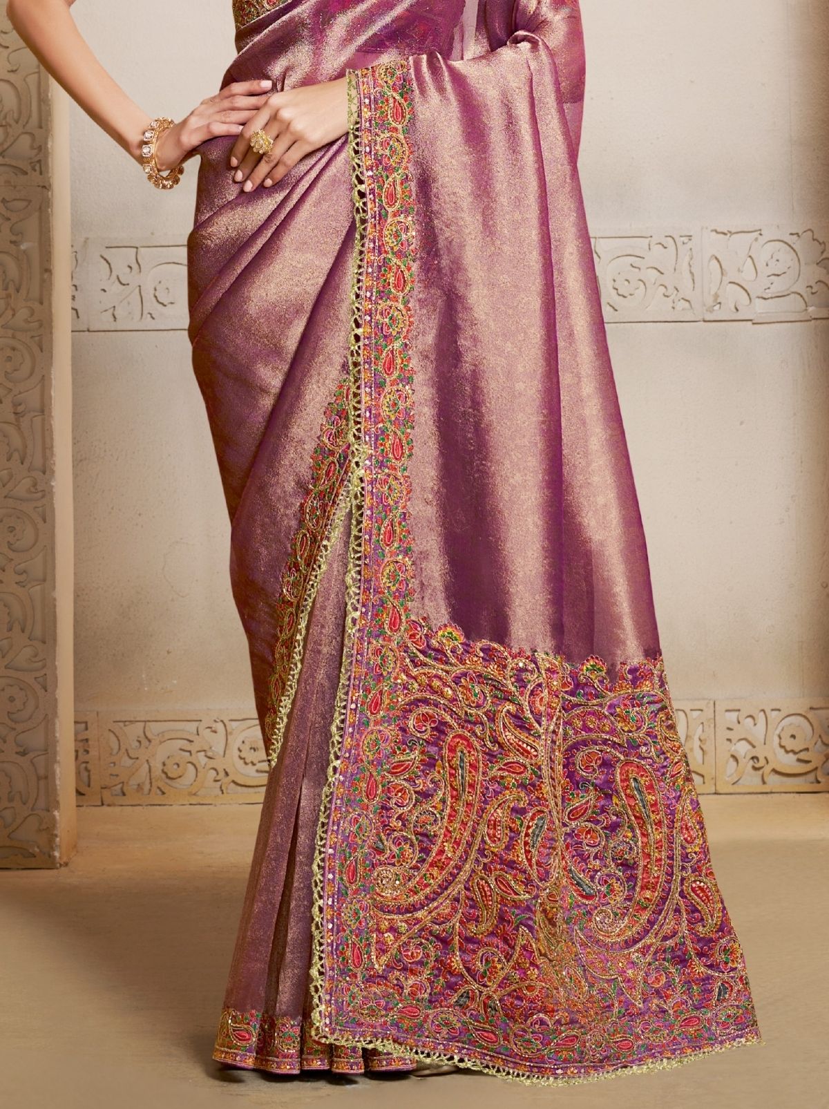Mulberry Purple Premium Kanjivaram Wedding Saree With Blouse Piece