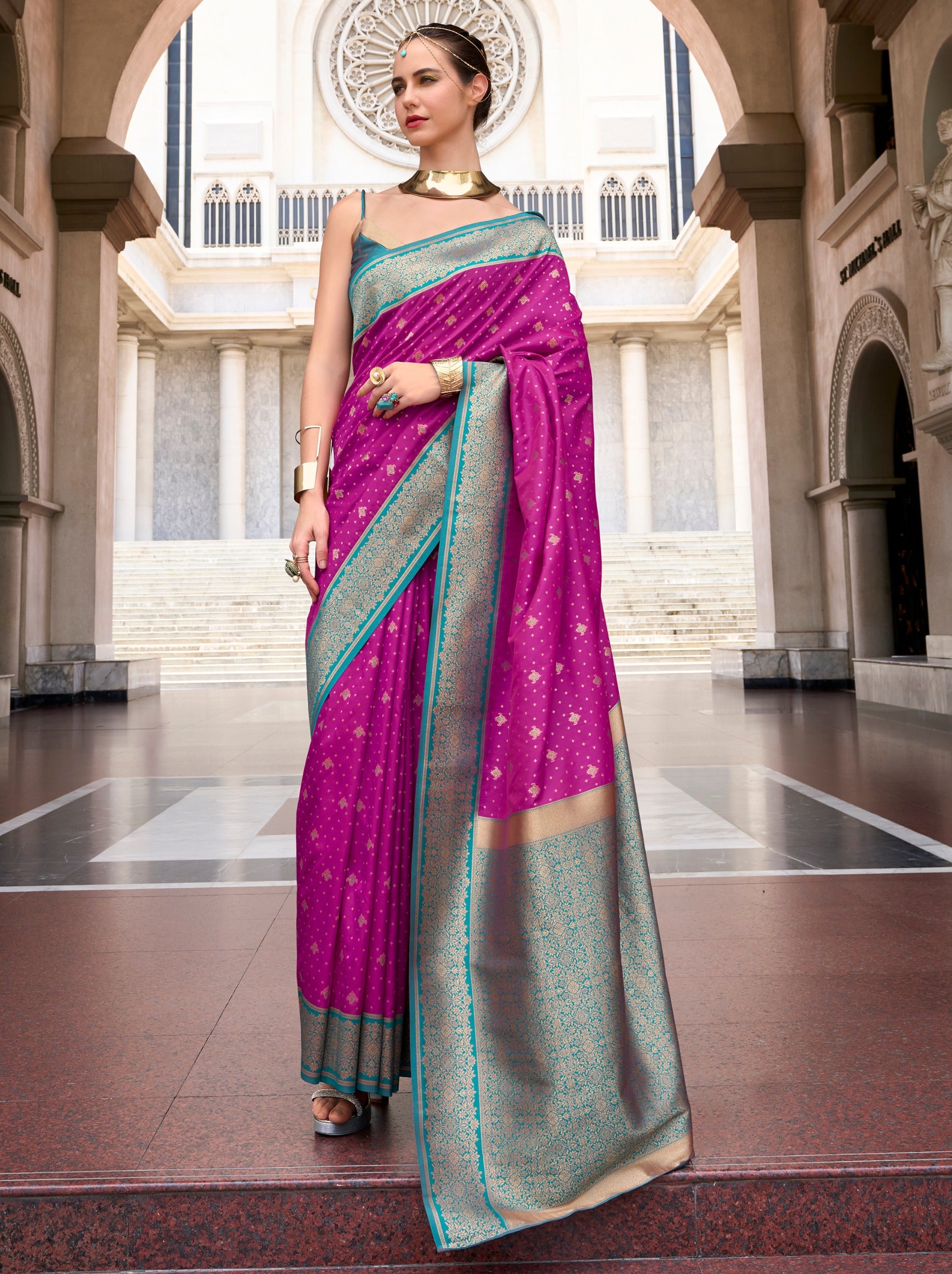 Fandango Violet Festive Saree - TrendOye