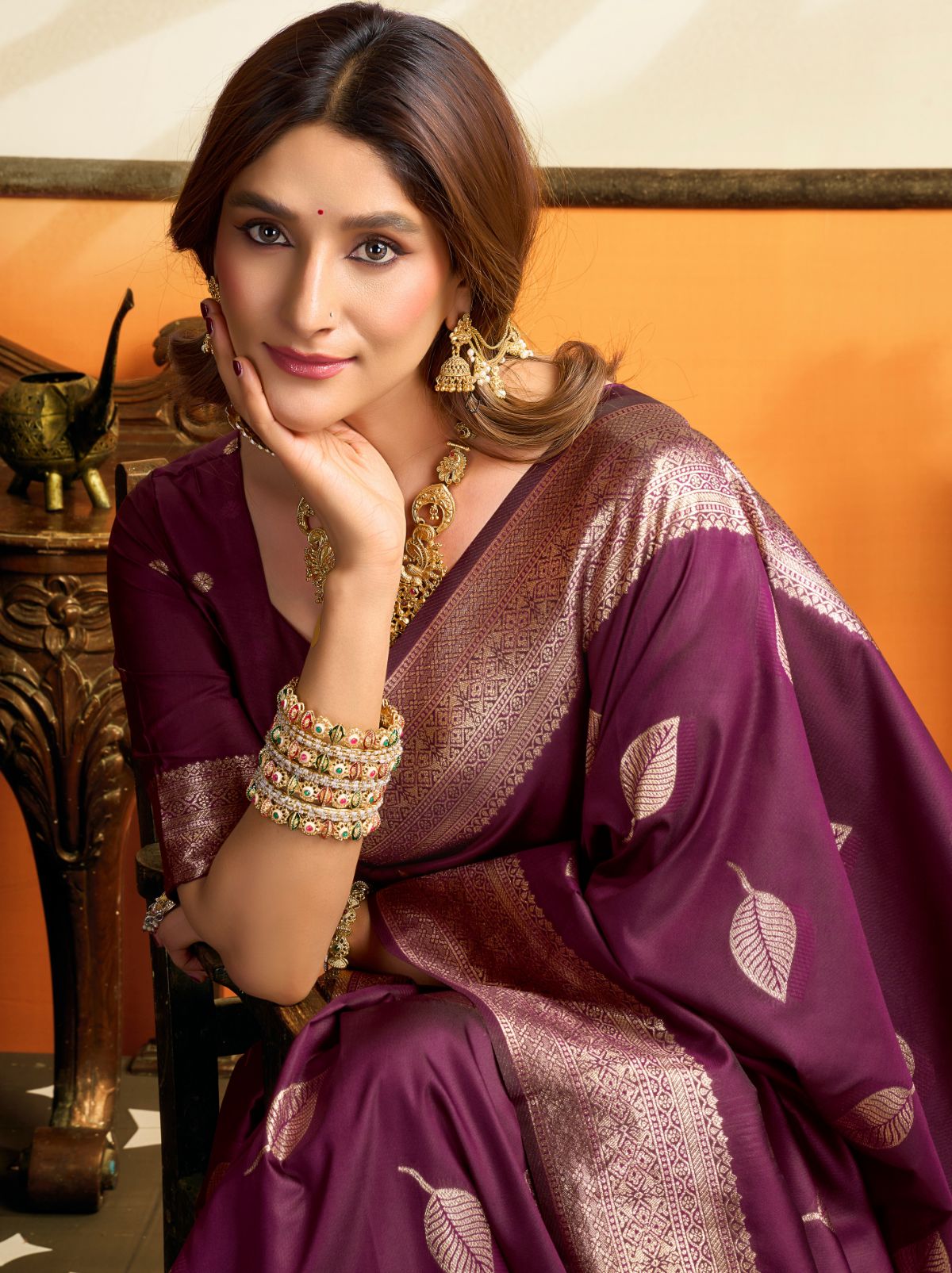Byzantine Purple Premium Soft Silk Saree With Tassels
