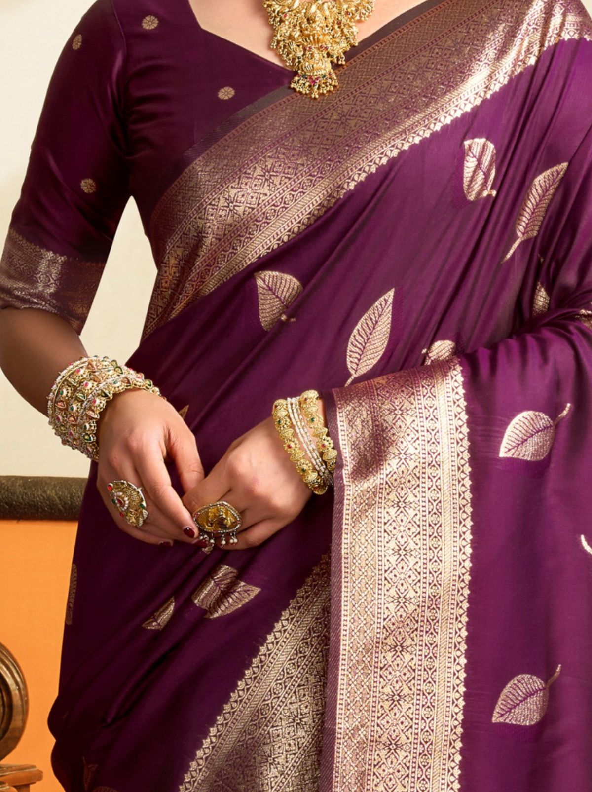 Byzantine Purple Premium Soft Silk Saree With Tassels