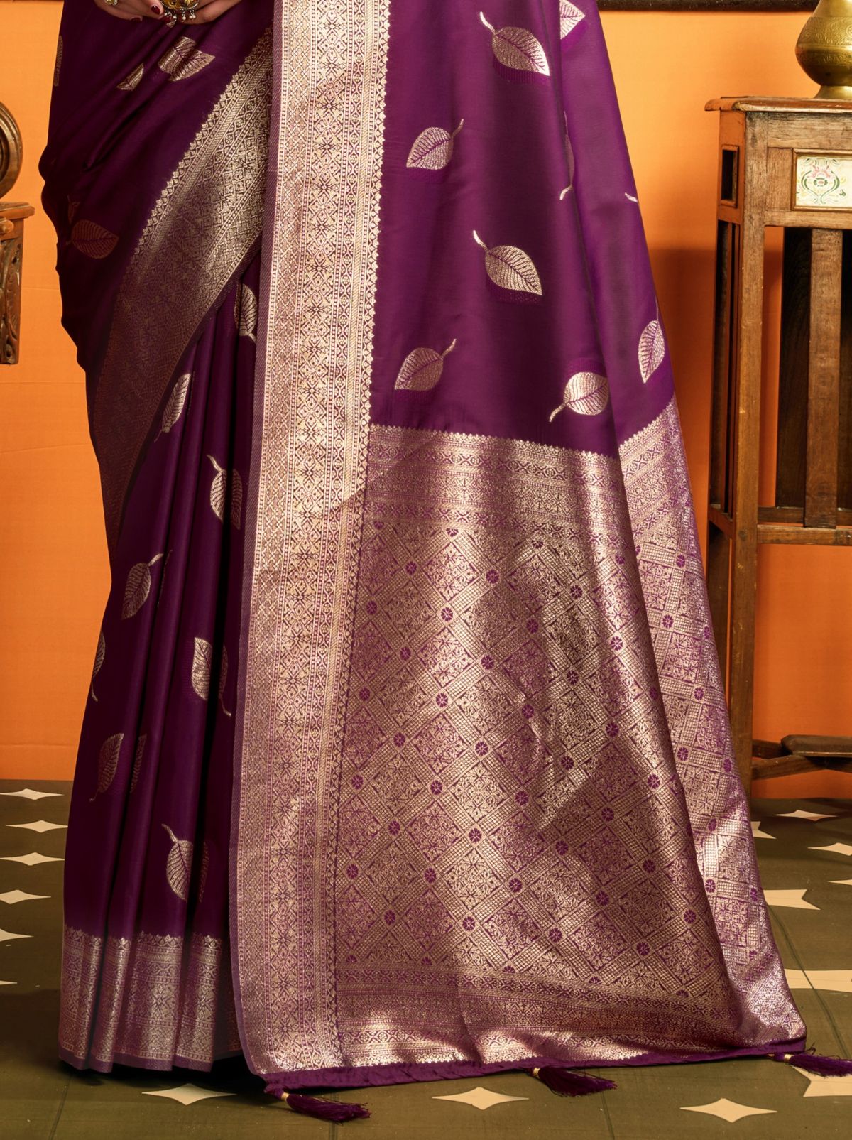 Byzantine Purple Premium Soft Silk Saree With Tassels