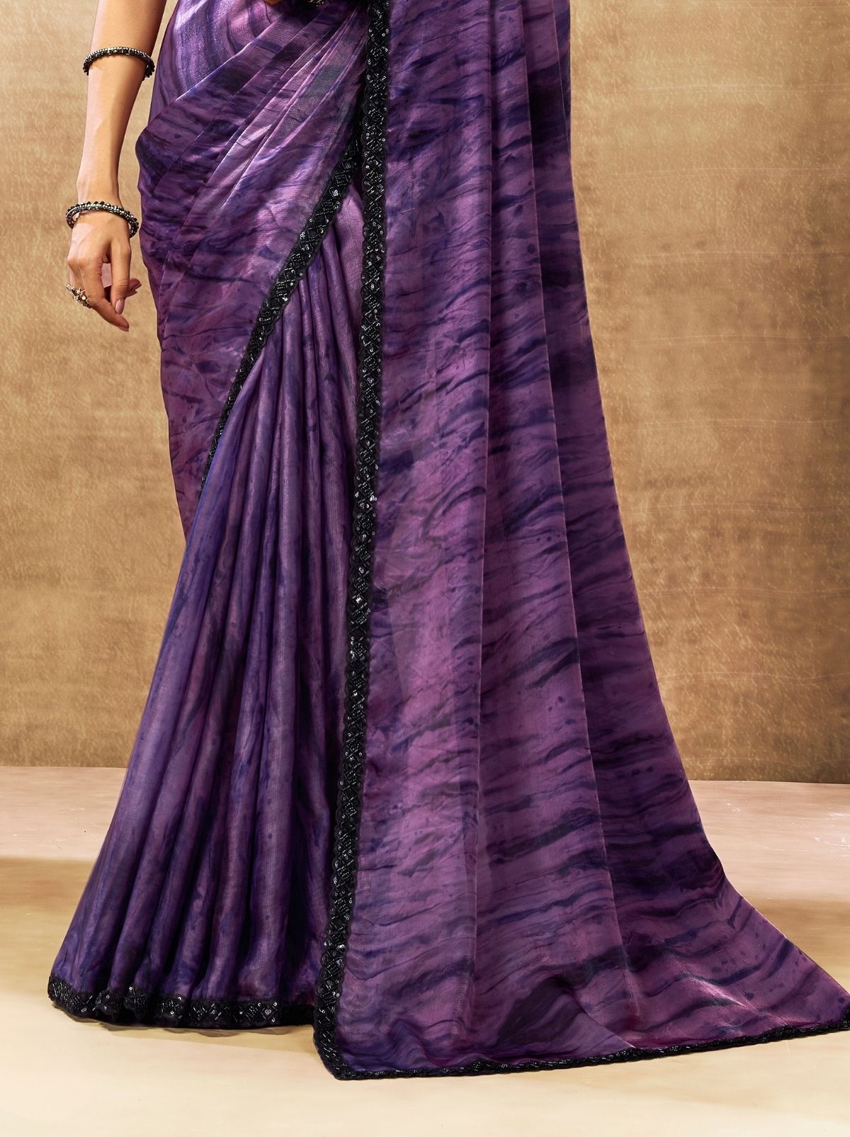 Seance Purple Premium Two Tone Satin Silk Saree WIth Blouse Piece - TrendOye