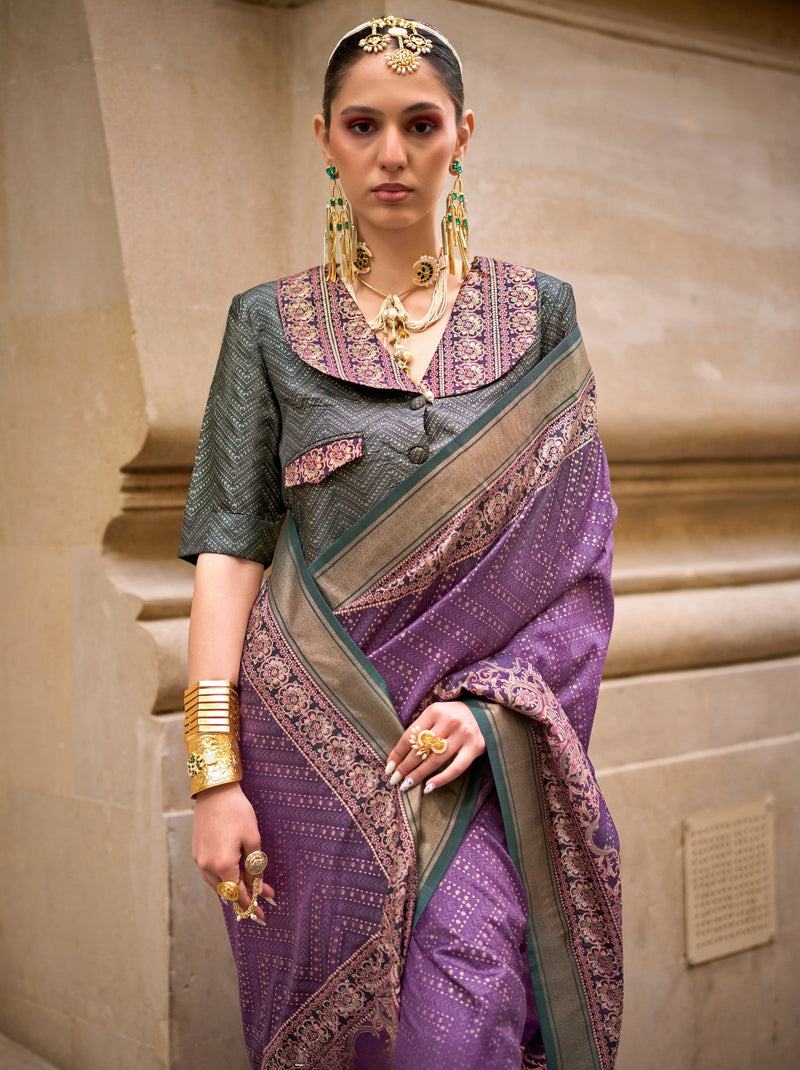 Grape Violet Celebration Saree