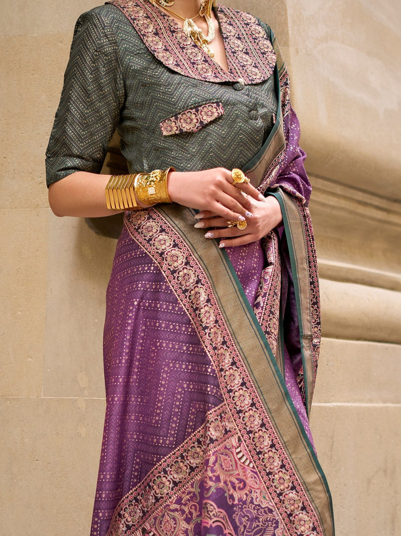 Grape Violet Celebration Saree