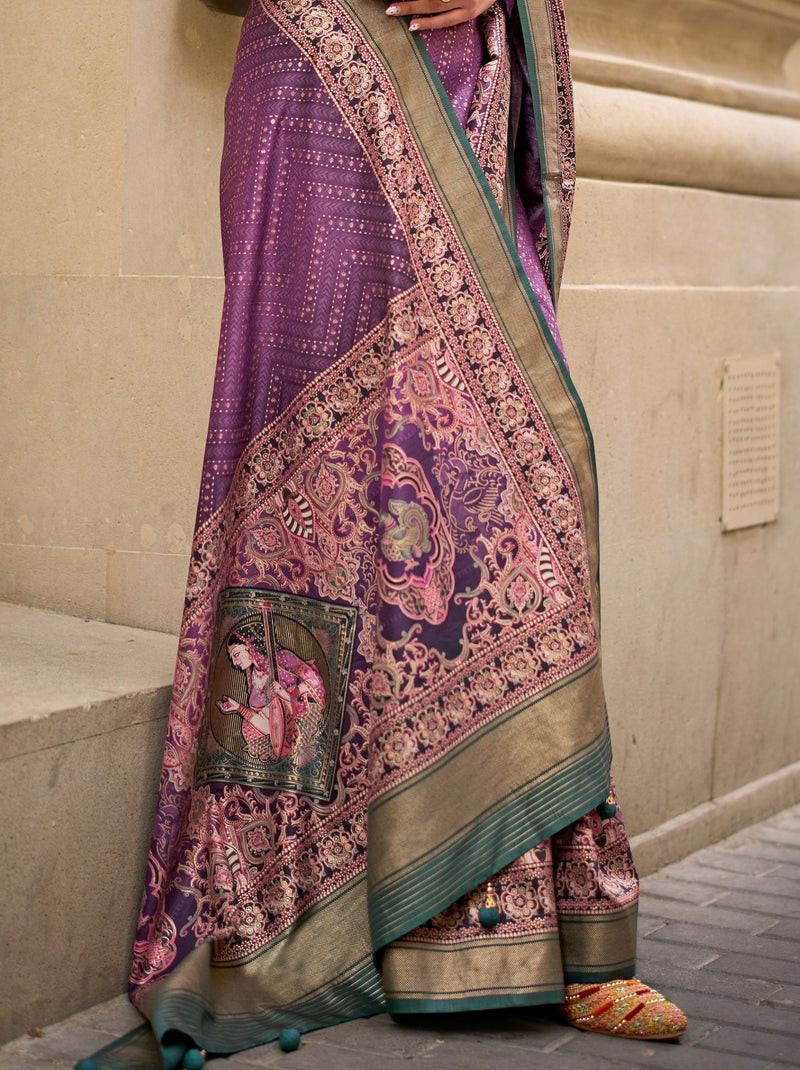 Grape Violet Celebration Saree